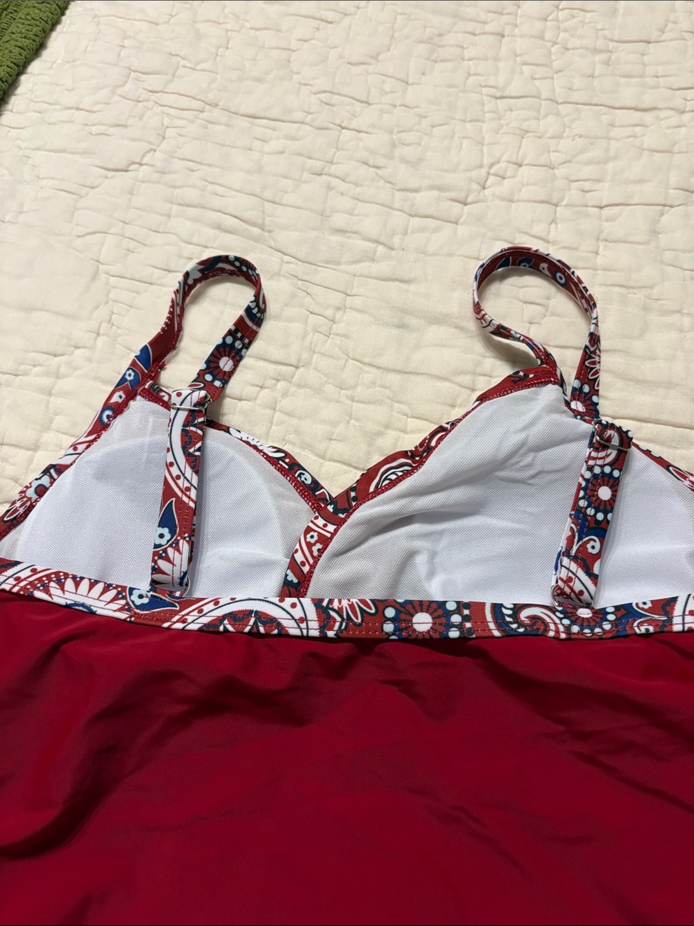 Red Paisley Two-Piece Tankini Set - Picture 4 of 5